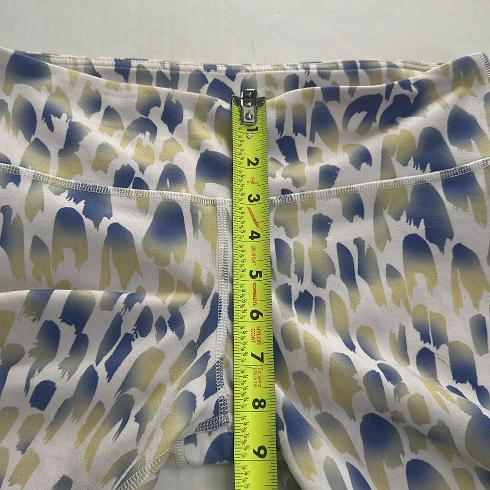 Alo Yoga‎ Cropped Capri Leggings Womens Yoga Workout Blue Yellow READ AS IS